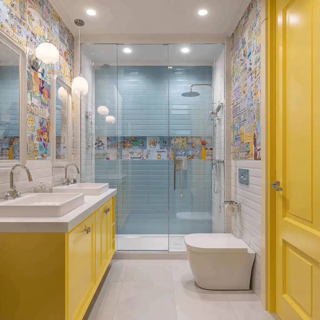 Bright Shower Curtains for kids bathroom
