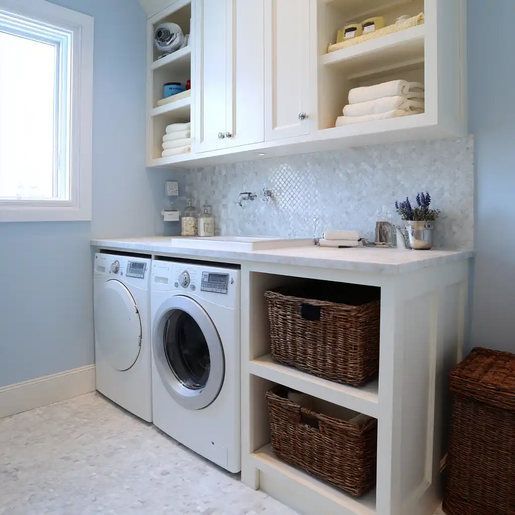Built-In Laundry Hamper for kids bathroom