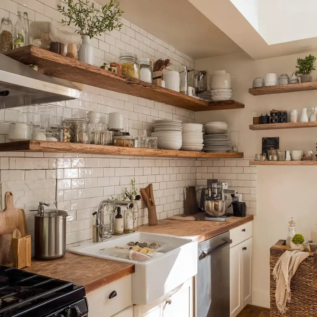 Install Open Shelving for Airy Storage