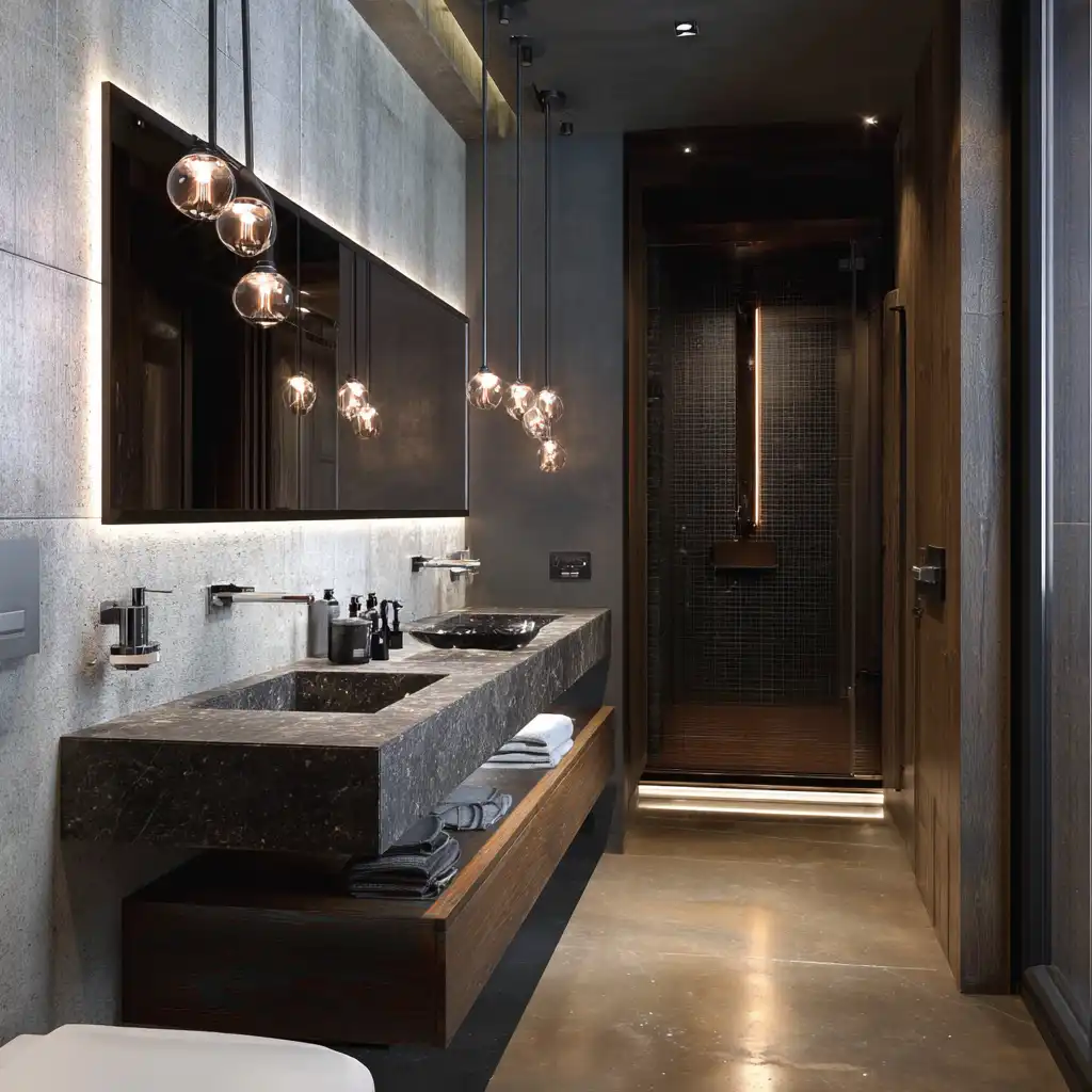 Integrated Lighting tiny bathroom