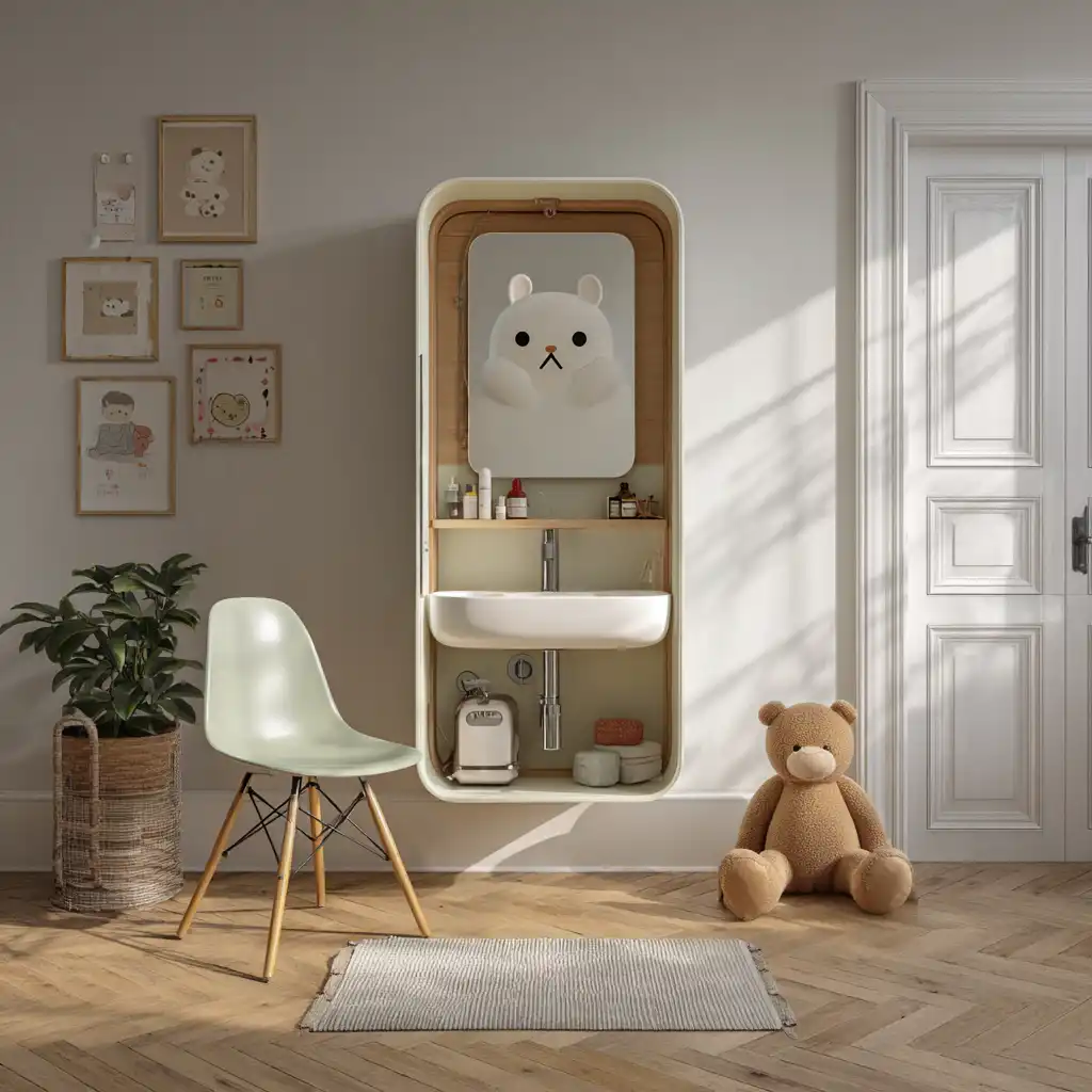 Mirror with Storage for kids bathroom
