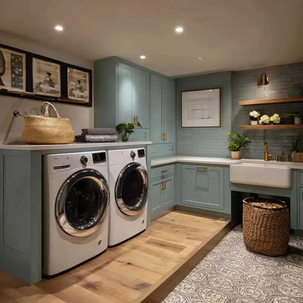 Spa-Inspired Retreat Basement Laundry Room