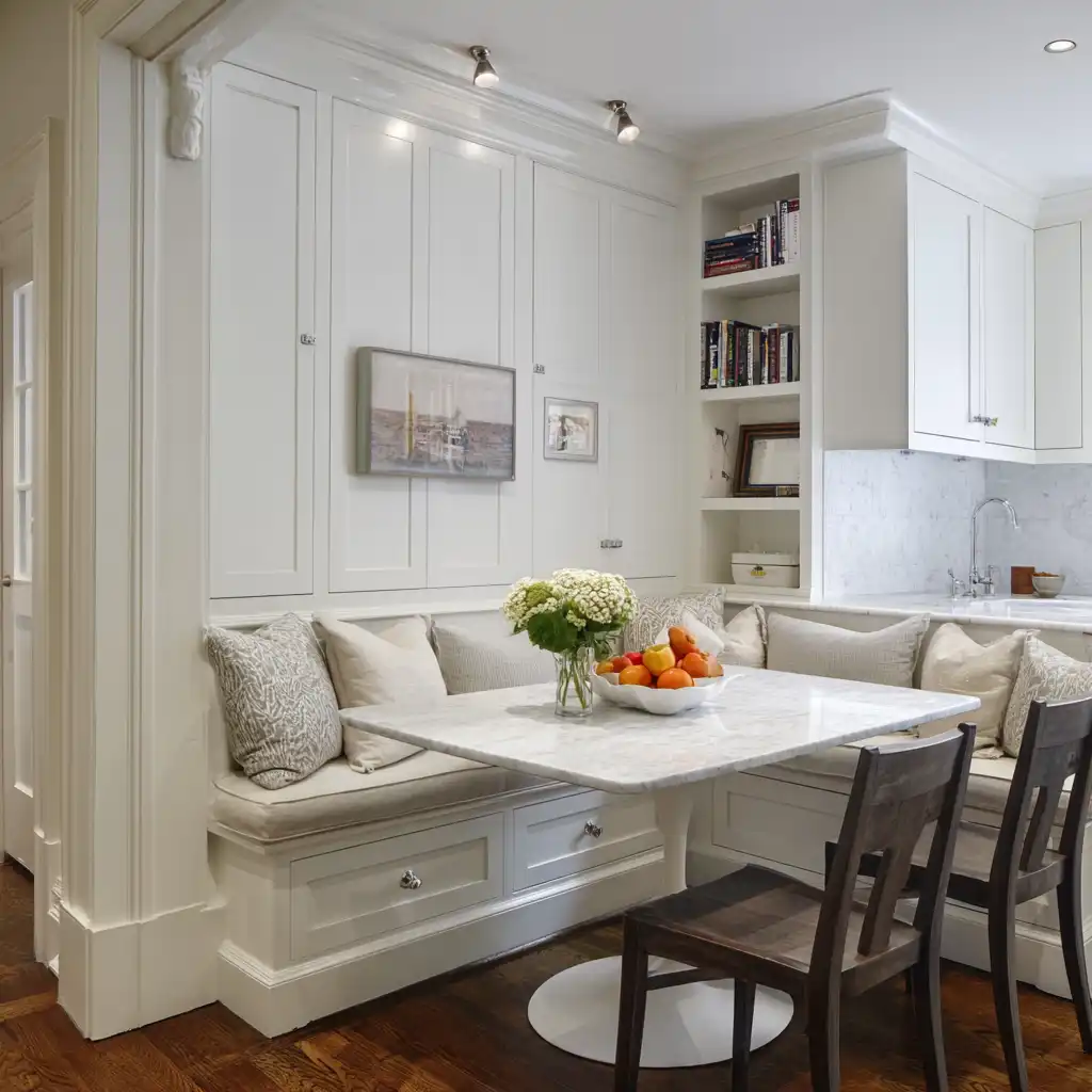 White Built-In Banquette