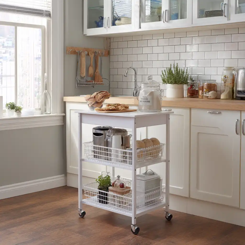 White Rolling Cart