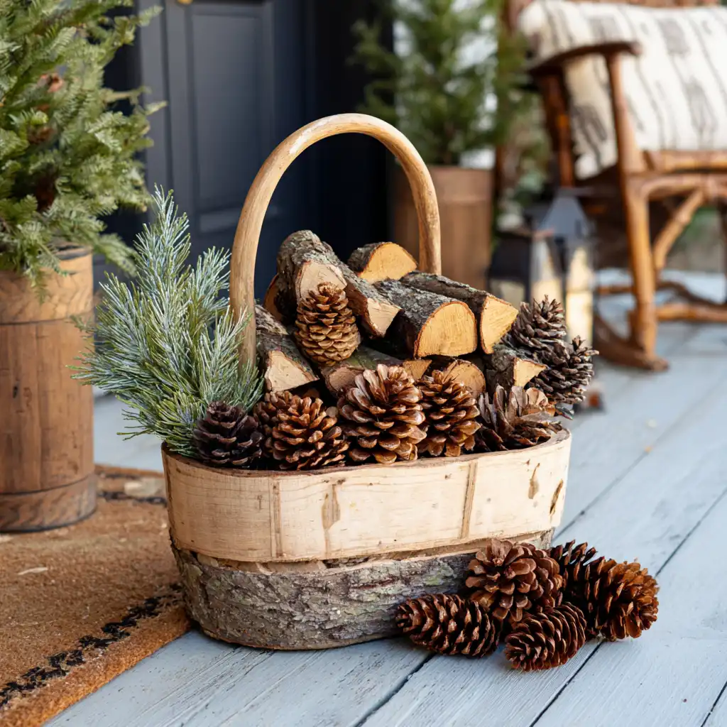  Basket of Firewood and Pinecones