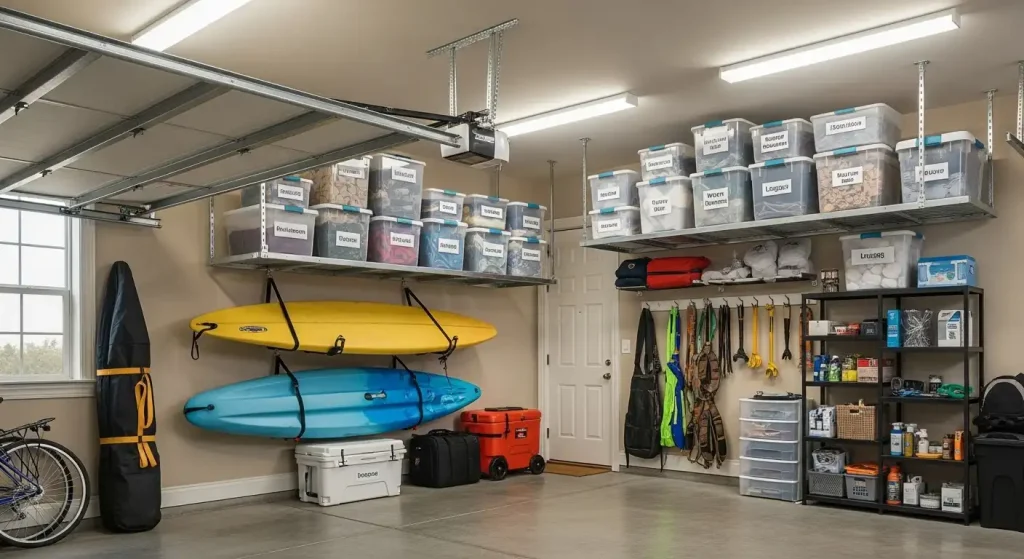 Ceiling-Mounted Storage for Seasonal and Rarely Used Items