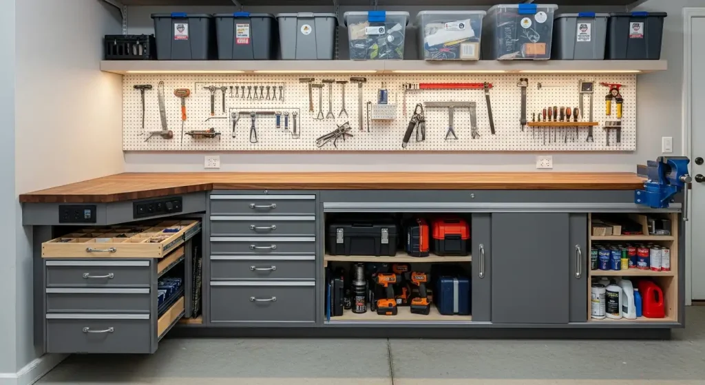 Custom Workbench with Built-In Storage