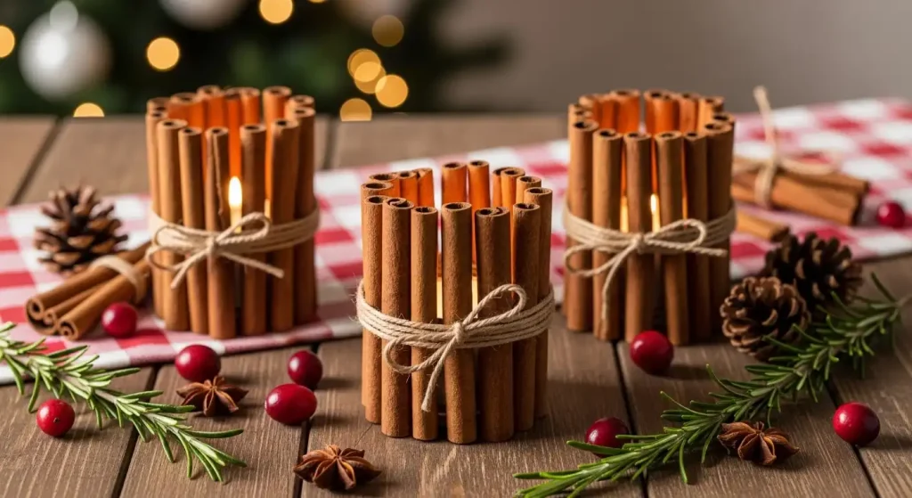 DIY Candle Holders Made from Cinnamon Sticks