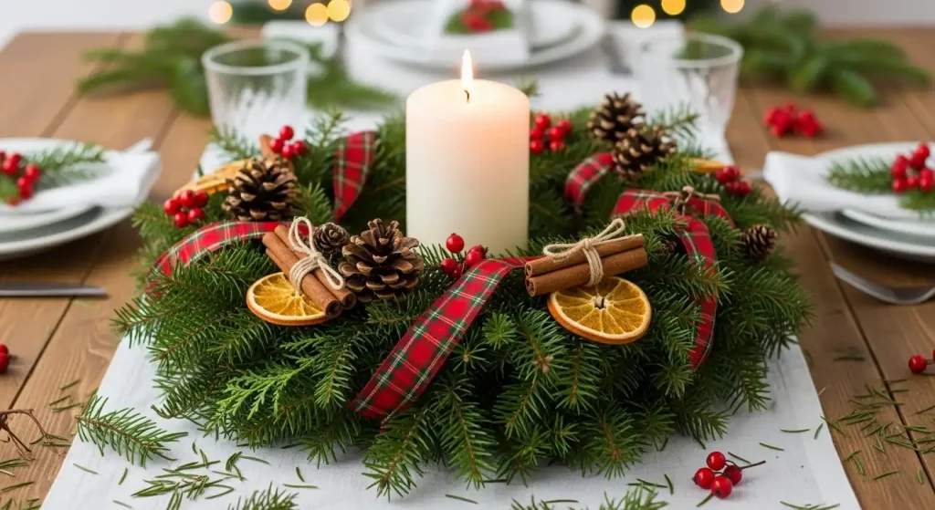 DIY Wreath Centerpiece with Candle in the Center