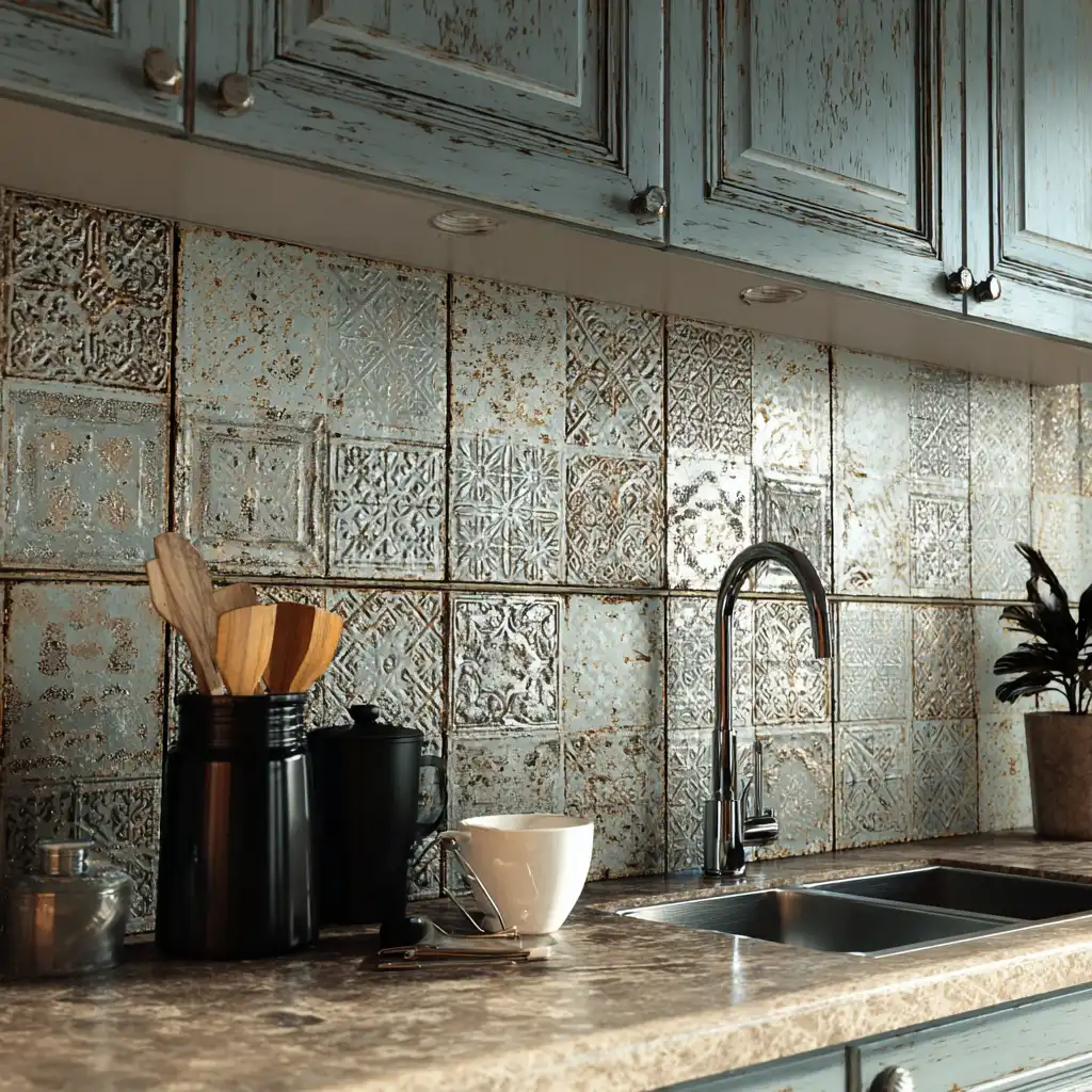 Distressed Tin Tiles for Vintage Rustic Flair