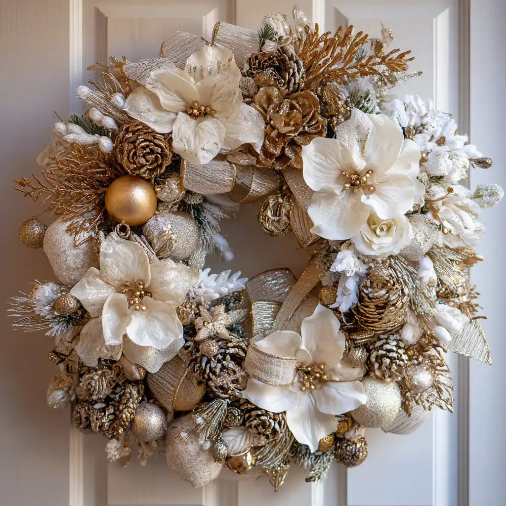  Gold and White Glam Wreath