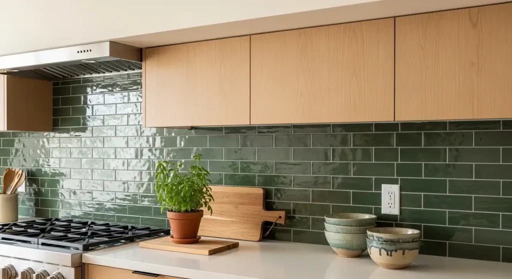 Green Subway Tiles for an Earthy Pop of Color