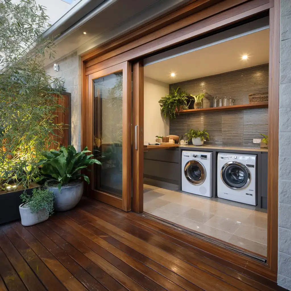 Hidden Laundry Behind Sliding Doors