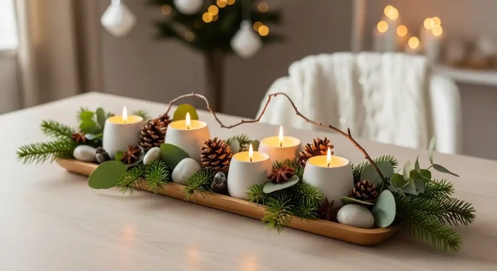 Minimalist Scandinavian Centerpiece with Natural Elements