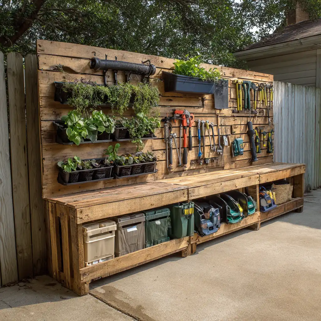 Pallet Garden Tool Organizer