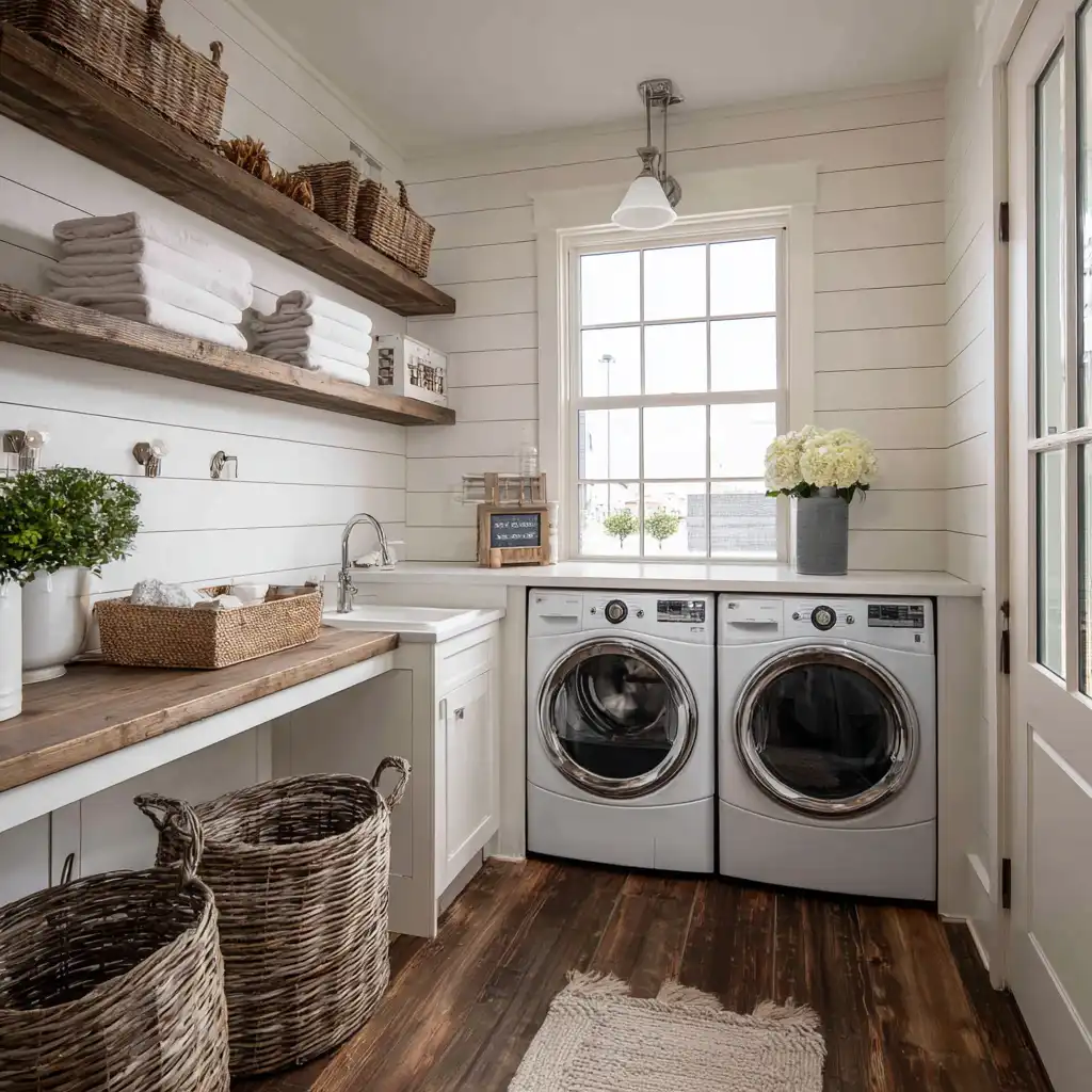 Shiplap Walls laundry room