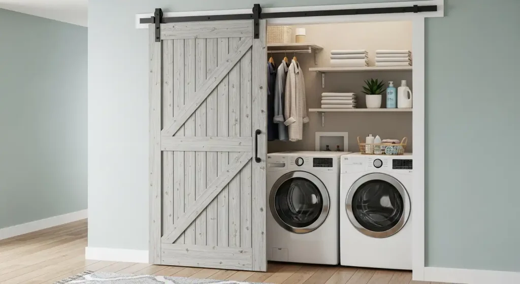 Sliding Barn Door Laundry Closet