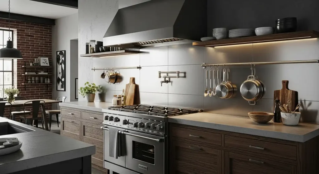 Stainless Steel Backsplash for Industrial Chic
