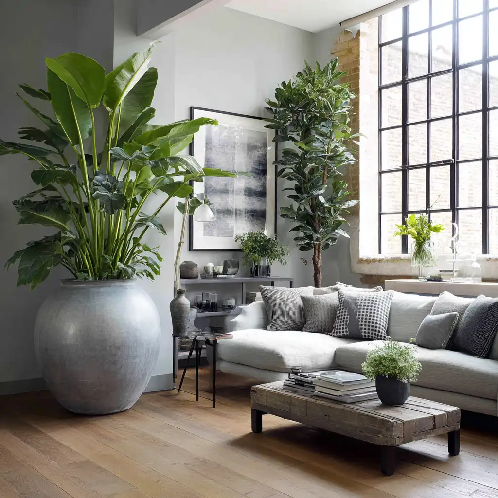 1. Incorporate Large Indoor Plants for a Lively and Fresh Modern Touch
