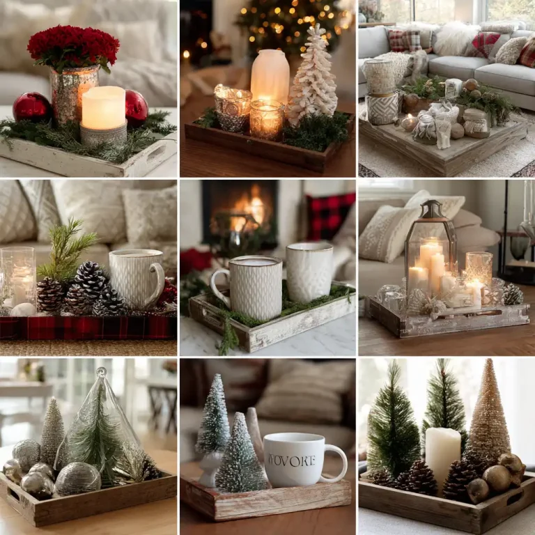 20 Simple Christmas Coffee Table Tray Decor Ideas