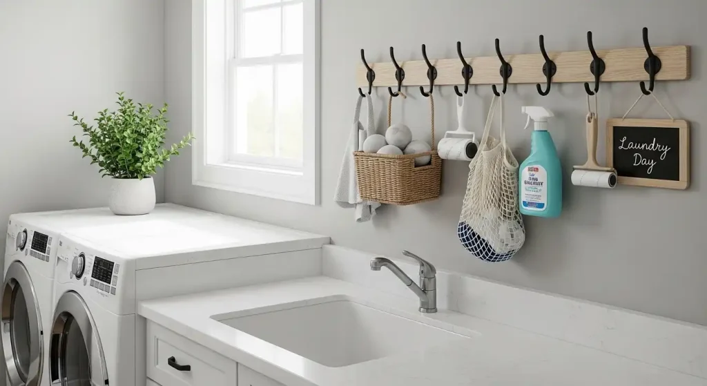Add Hooks for Hanging Laundry Essentials