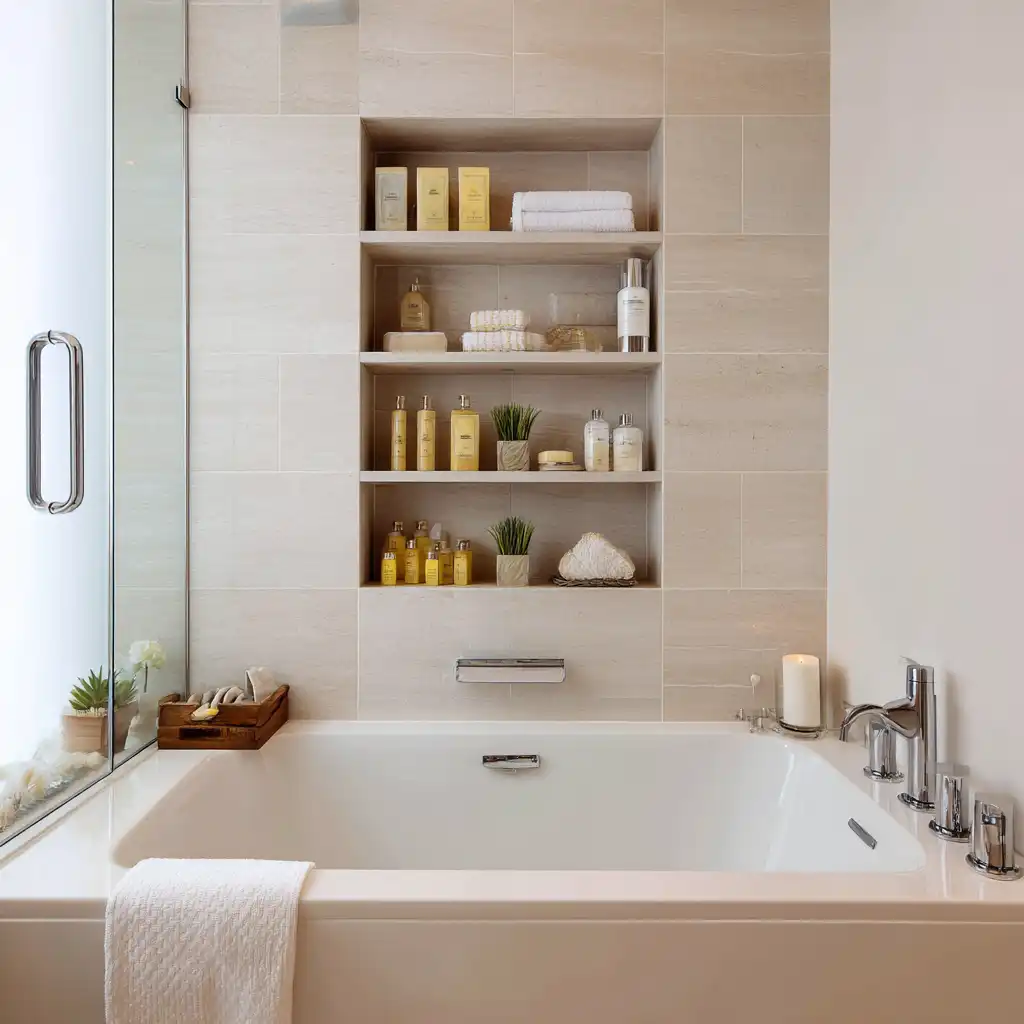 Built-In Tub Shelves for Smart Storage
