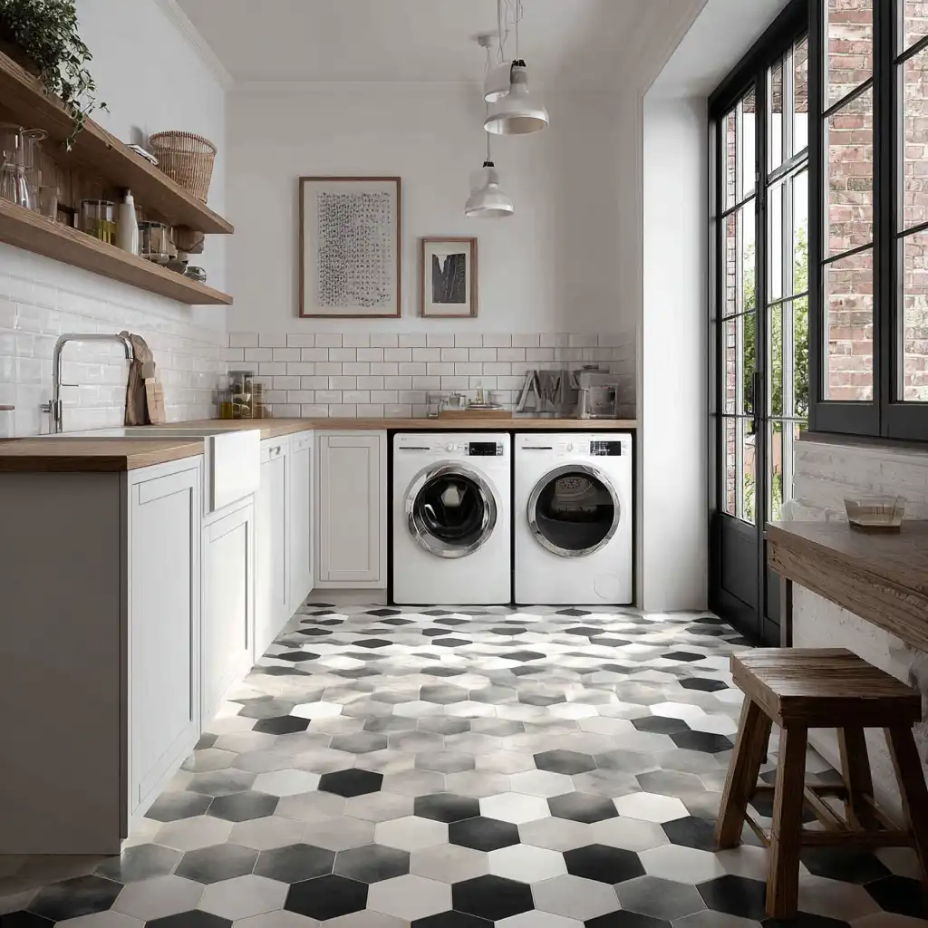 Checkerboard Hexagonal Tiles for a Modern Twist