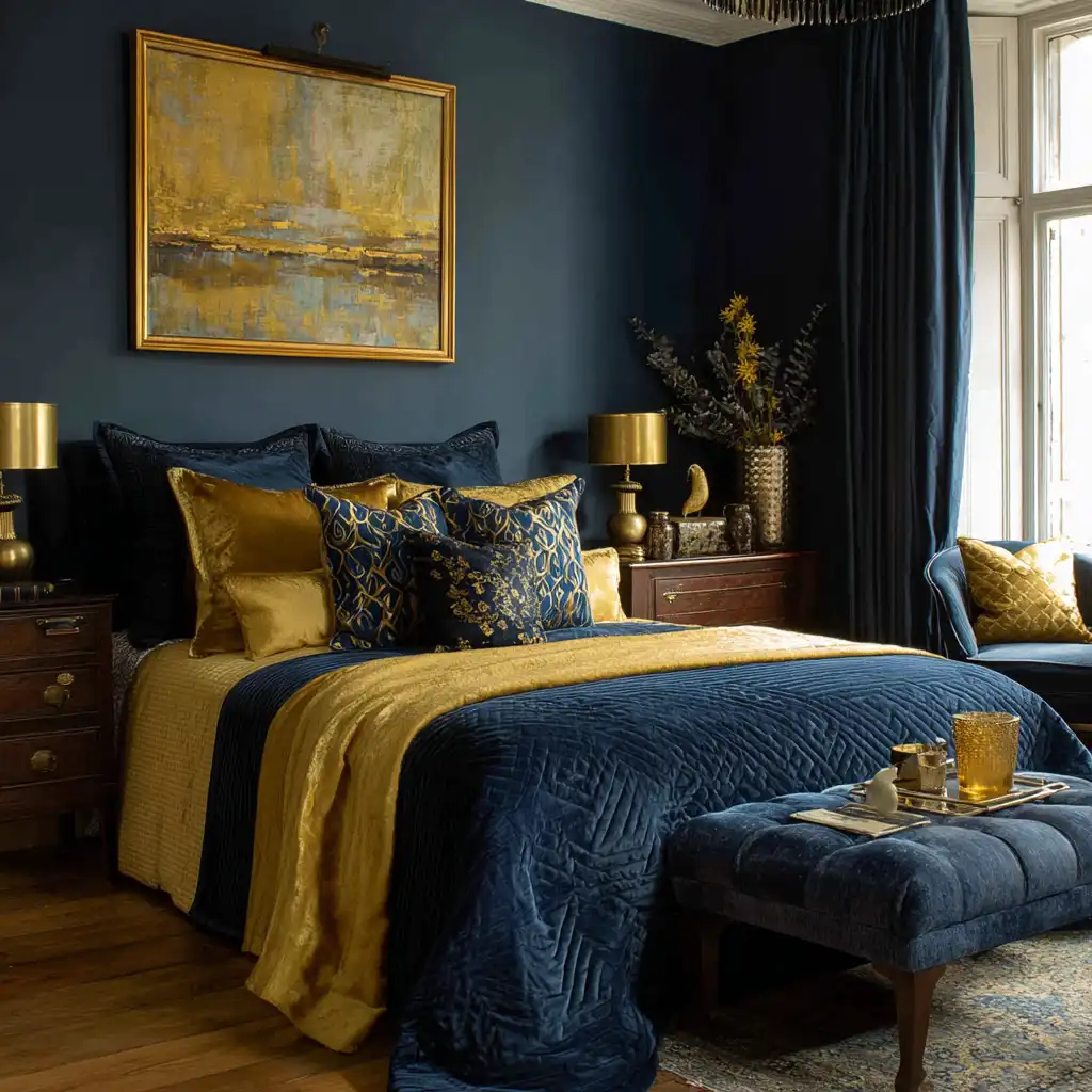 Combine Navy Blue with Gold Accents