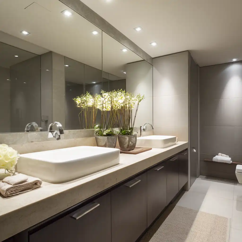  Combine Task Lighting Around the Vanity with Overhead Lighting for Maximum Visibility