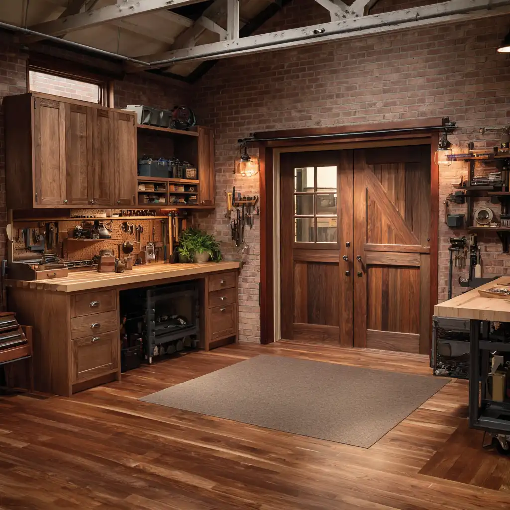 Cozy Workshop Garage With Warm Wood Tones
