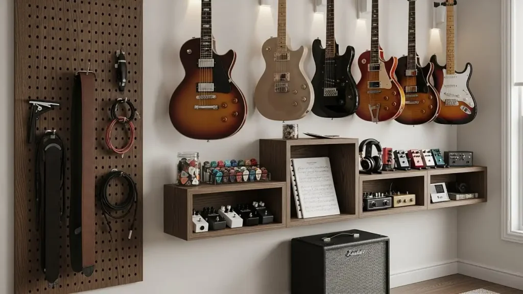 Creative Wall Display for Guitars and Accessories