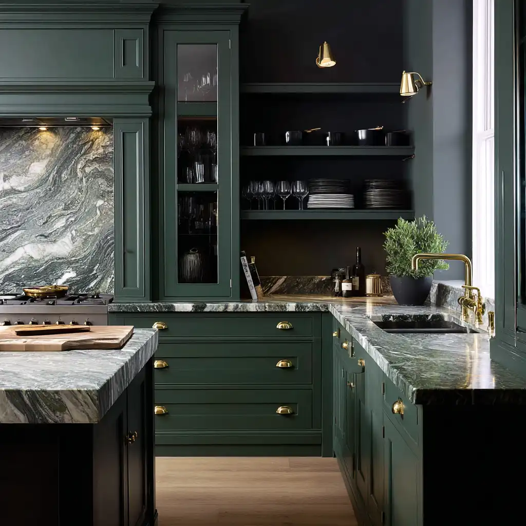 Dark Green Cabinets for a Sophisticated, Moody Look