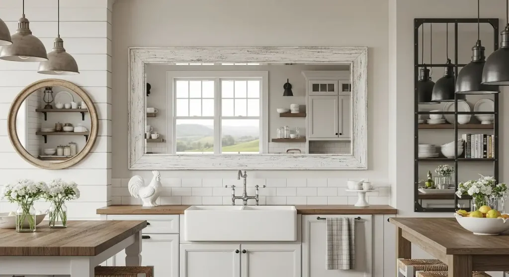 Farmhouse-Style Mirrors to Open Up Space