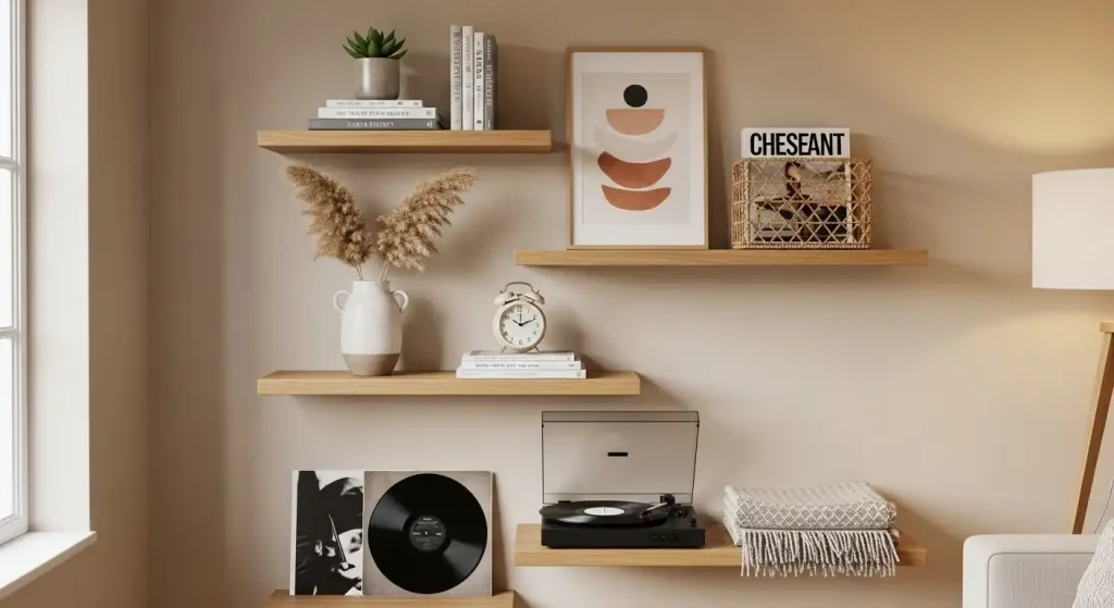 Floating Shelves for Display and Storage