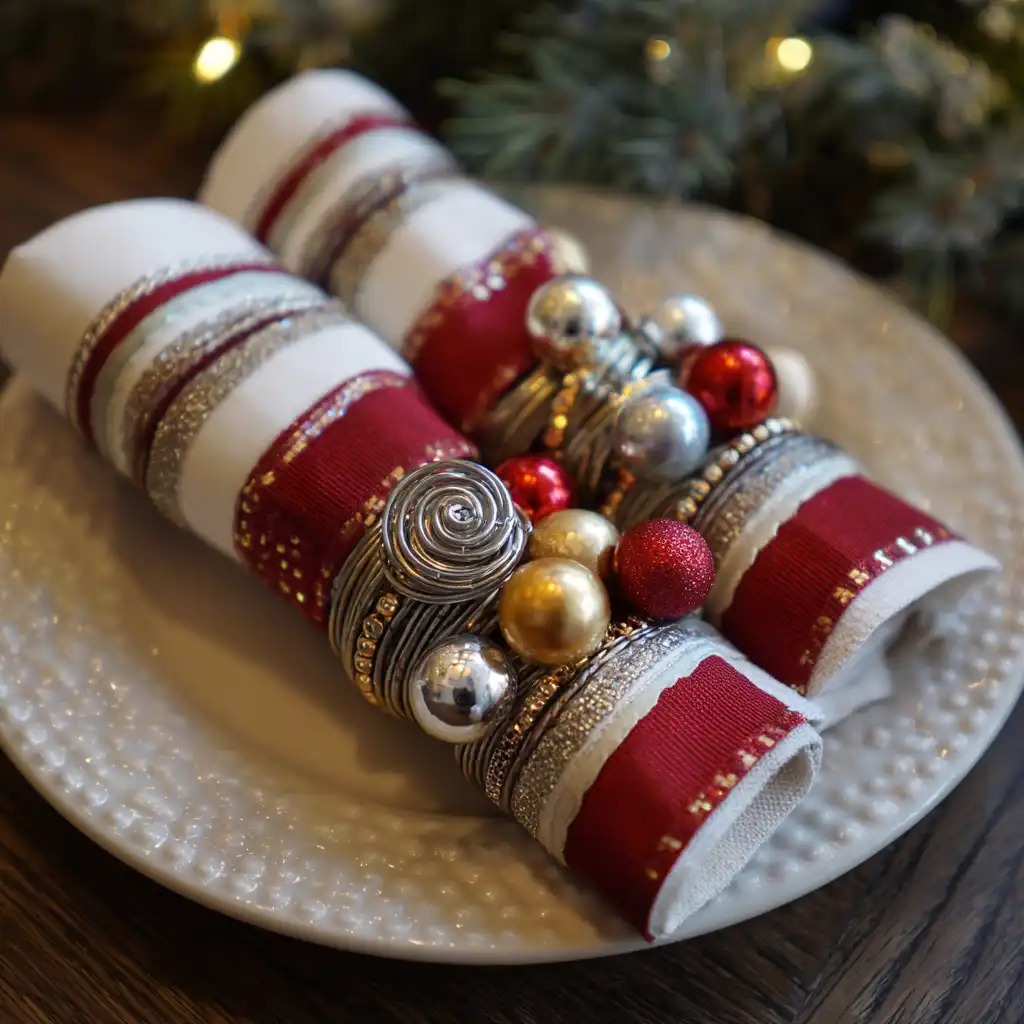 Make Festive Napkin Rings Using Ribbon, Beads, and Wire
