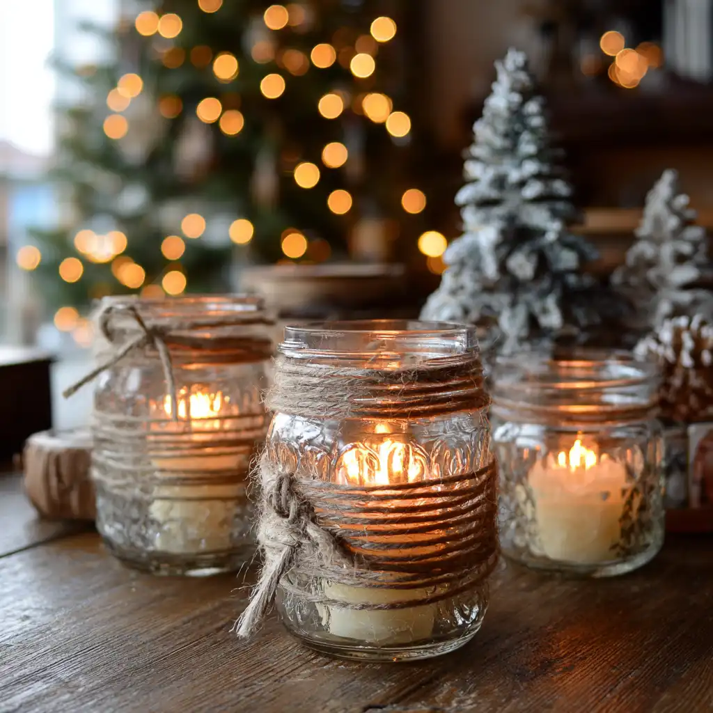 Mason Jar Candle Holders with Twine