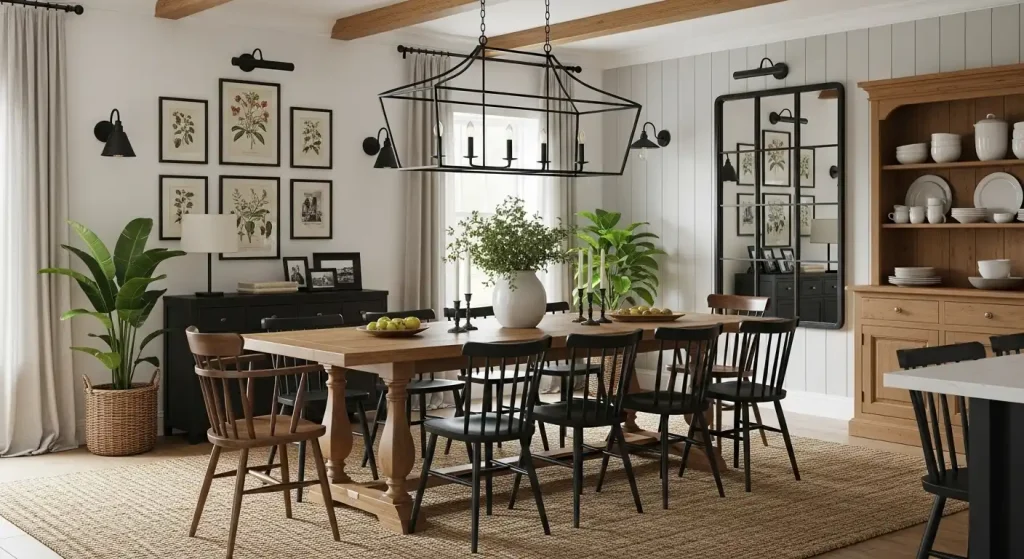 Mix Black Accents with Natural Tones