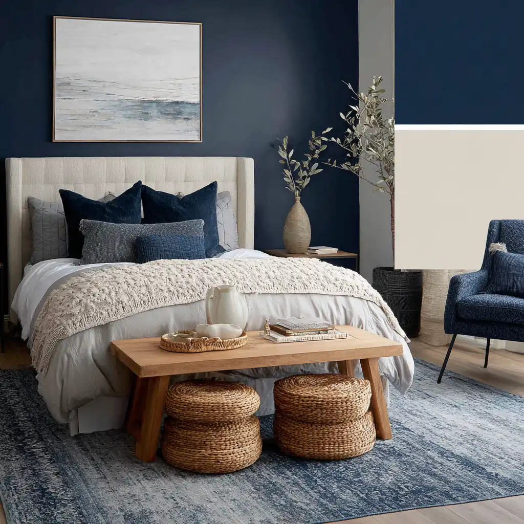 Mix Navy Blue with Soft Neutrals