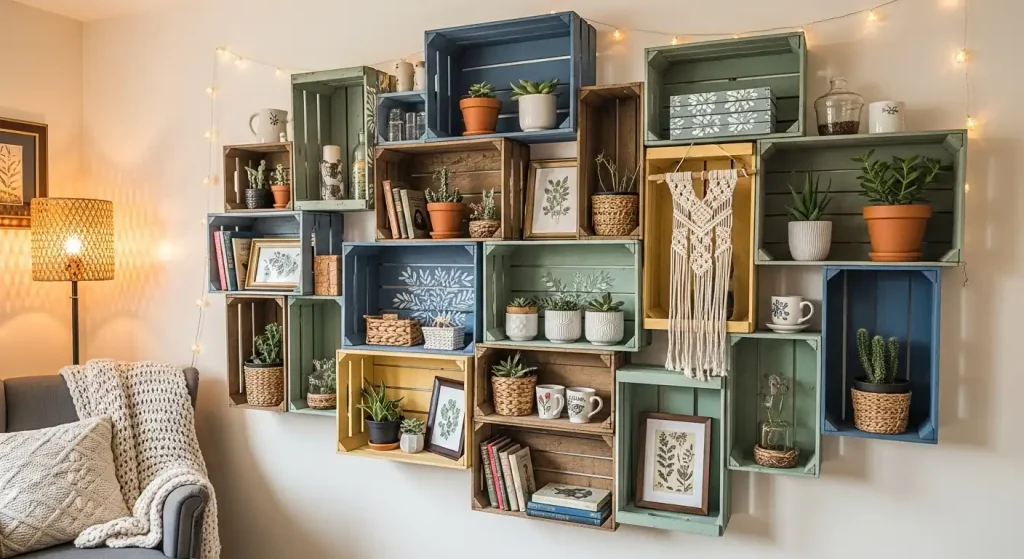 Painted Wooden Crate Storage