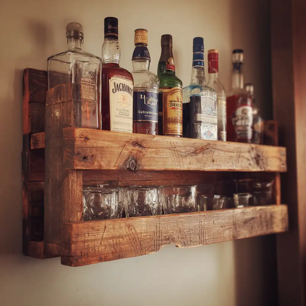 Pallet Wood Bar Shelf
