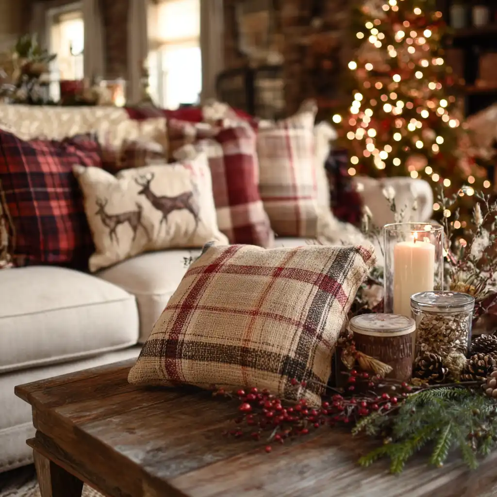 Plaid and Burlap Accents