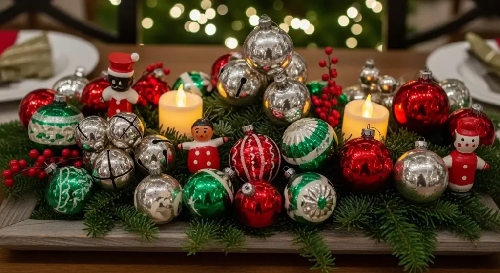 Repurpose Old Ornaments for Table Centerpieces