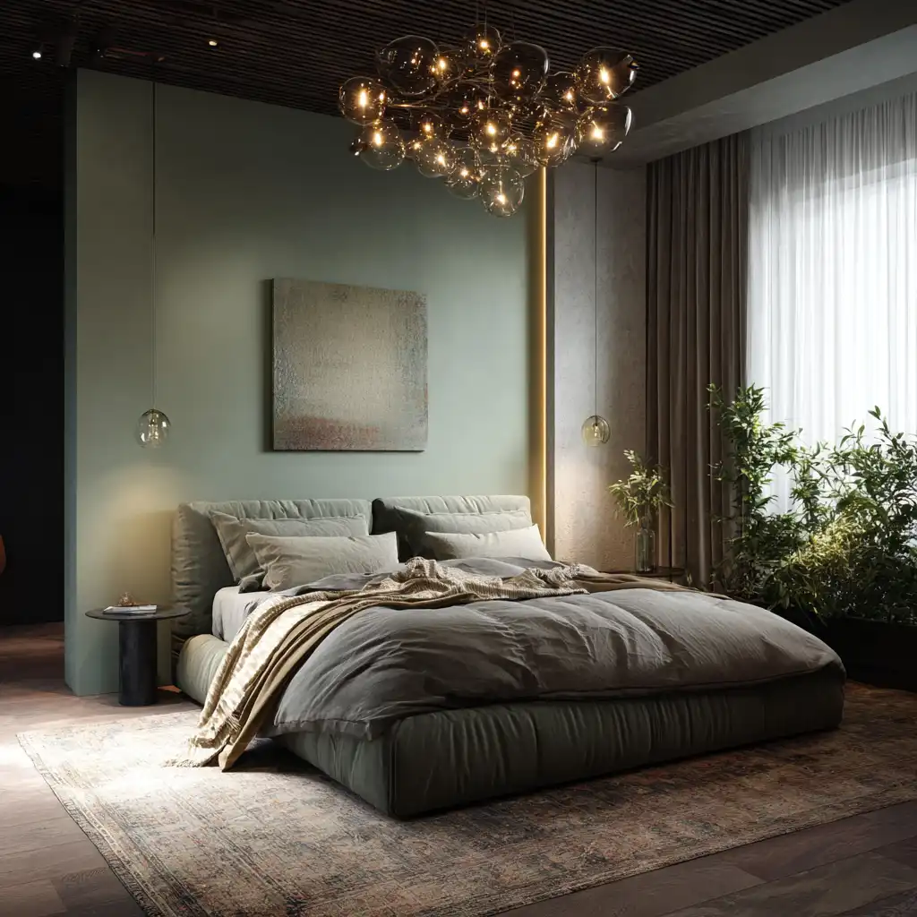 Romantic Lighting and Sage Green Ambiance