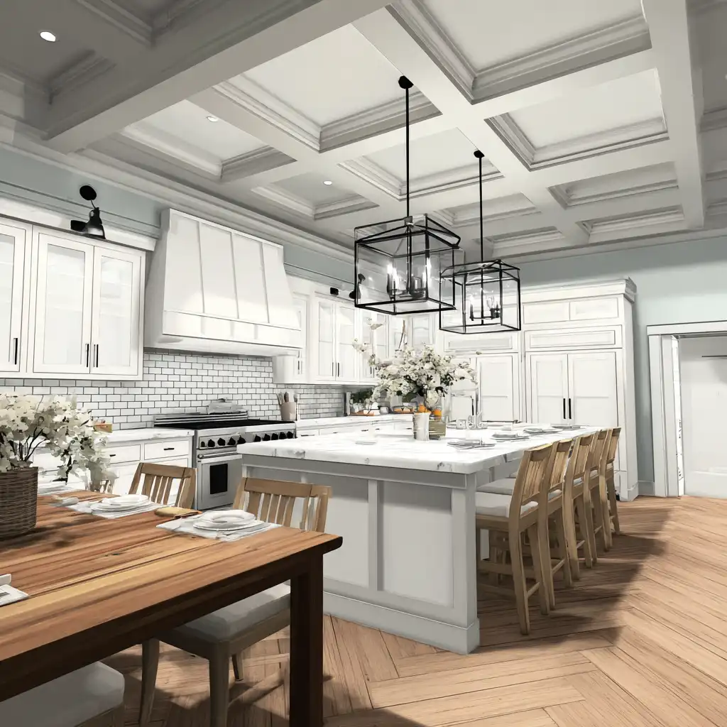 Statement Ceiling with Pendant Lighting