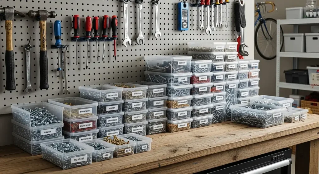  Use Clear Bins for Small Hardware