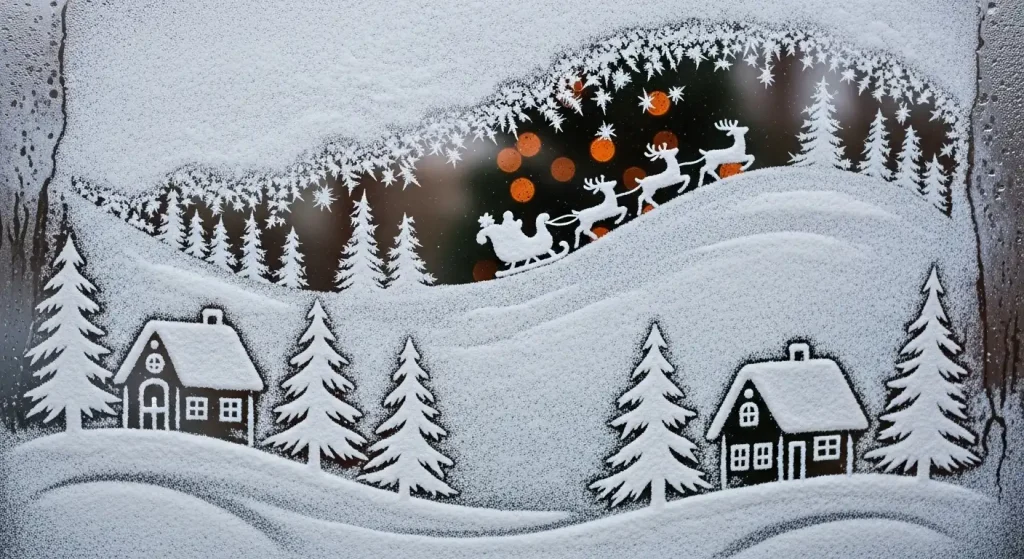 Use Faux Snow Spray for a Frosted Window Effect